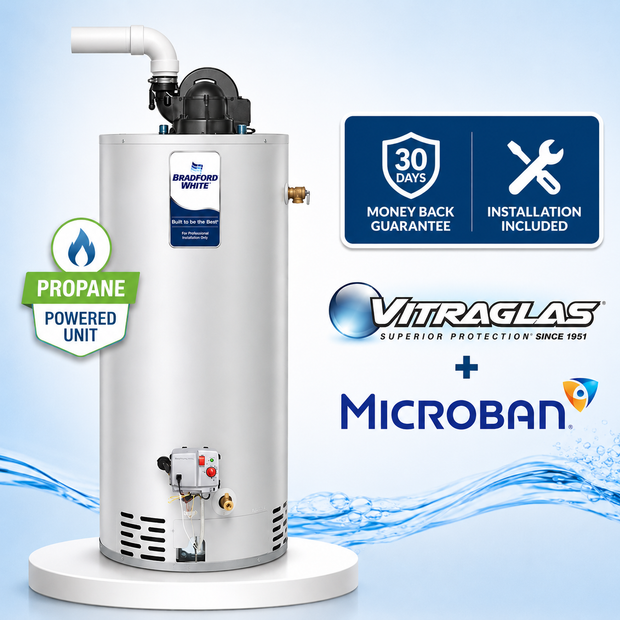 Bradford White 50 Gal Propane Water Heater (Power Vent) — Supplied & Installed